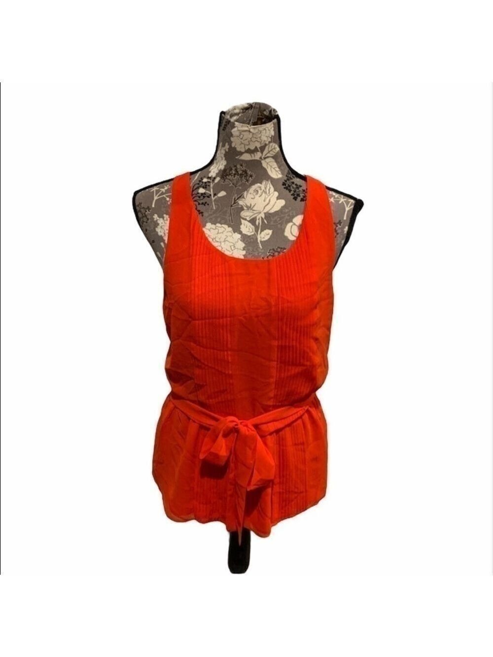 BEBE Sleeveless Belted Blouse Bright Coral small
